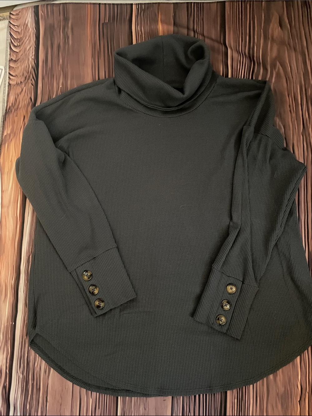 LuLaRoe gray Turtleneck Button-Cuff Tunic